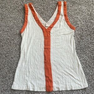Maria Valentina Tank Top V-Neck Orange Trim XS‎